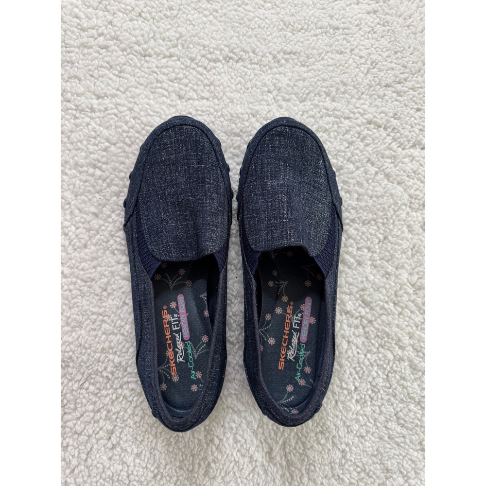 Skechers Relaxed Fit Slip On Loafers Womens 7.5 Navy Blue Excellent